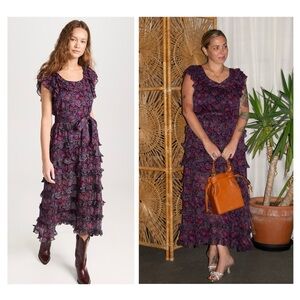 Cleobella Milana Ankle Dress in Bordeaux Floral